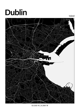 Dublin Black and White Map
