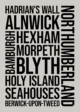 Northumberland Typography Word Art