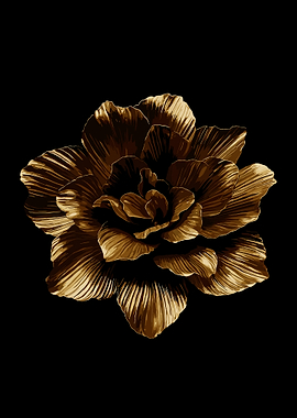 Golden flower on black background
