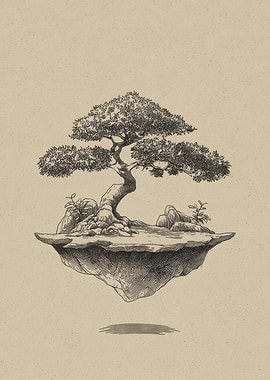 Floating Island with Bonsai Tree