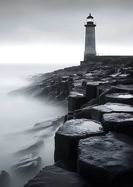 Beacon of Silence – Minimalist Lighthouse on the Edge