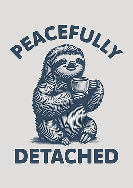 Peacefully Detached Calm Sloth Sipping Tea