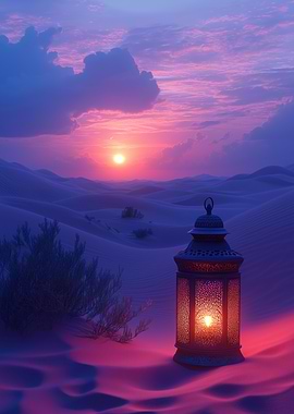 Desert Lantern at Sunset
