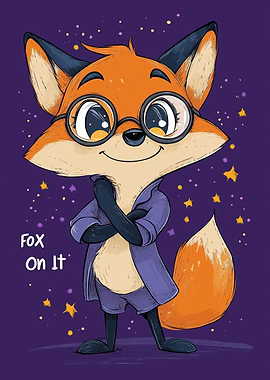 Cartoon Fox with Glasses and Outfit