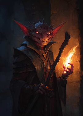 Goblin Wizard with Fire Magic