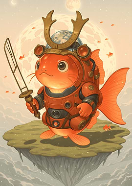 Samurai Goldfish on Floating Island