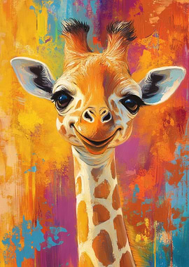 Colorful Giraffe Portrait