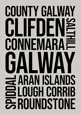 County Galway, Ireland Typography