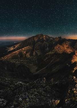 Starry Night Mountain Landscape