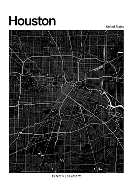 Houston Black and White Map