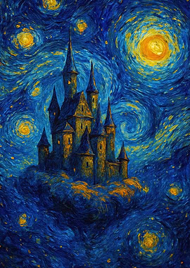 Castle in Starry Night Style
