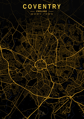 Coventry Golden Map Art