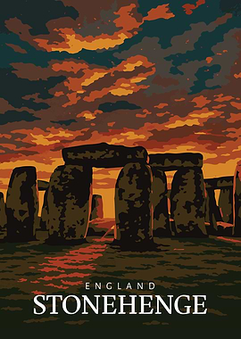 Stonehenge Travel Poster Print – Ancient World Landmark England Wall Art