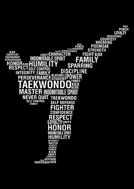 Taekwondo Word Art Silhouette