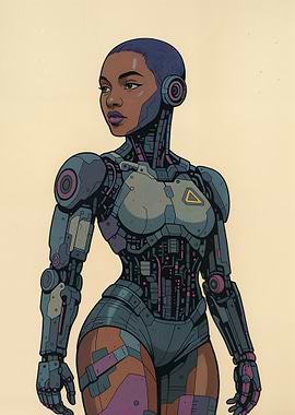 Cyborg Woman Illustration