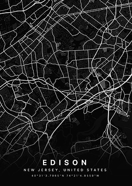 Edison New Jersey USA Map