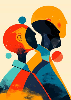 Abstract Faces Colorful Minimalist Art Illustration