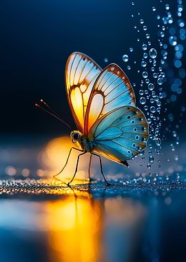 Butterfly with Water Droplets