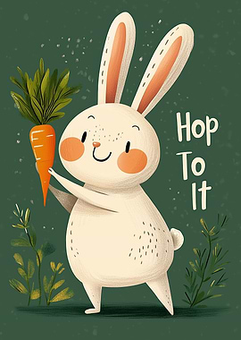 Cute Bunny with Carrot Illustration