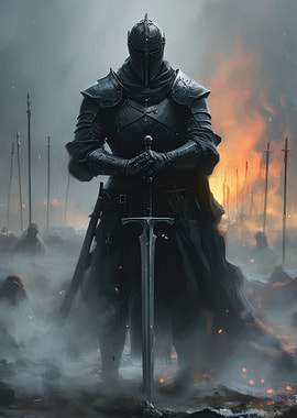 Armored Knight In Battlefield