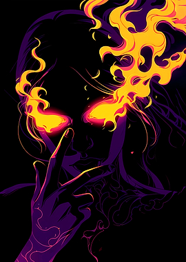 Fiery Gaze Digital Art