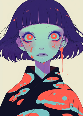 Anime Girl with Red Eyes