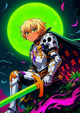 Anime Knight with Glowing Sword
