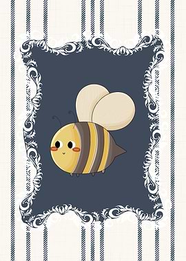 Nursery Farm Animal Bee in Navy Blue and White
