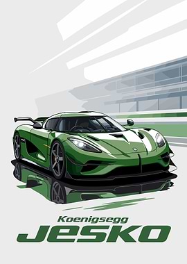 Koenigsegg Jesko Green Car Illustration