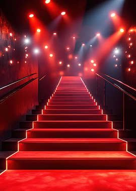 Red Carpet Stairs with Spotlights