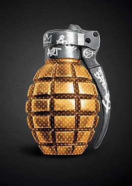 Golden Threat – Graffiti Luxury Grenade Art Print