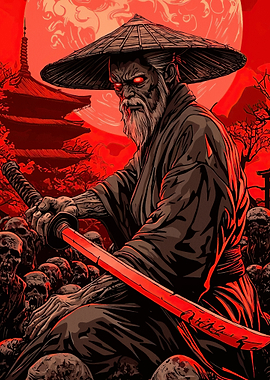 Samurai Warrior Red Landscape