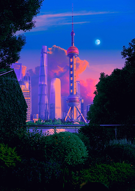 Shanghai Skyline at Dusk