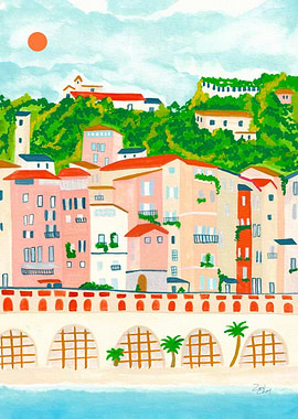 Menton, France Riviera Print, France Travel Poster, Sea View Print,