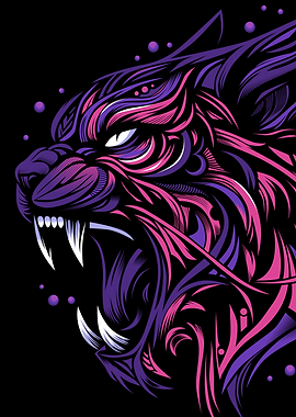 Stylized Roaring Panther Illustration