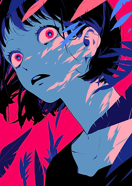 Anime Girl with Intense Gaze