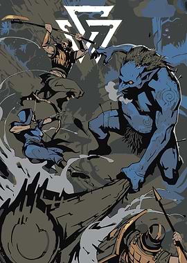 Fantasy Battle Scene with Troll