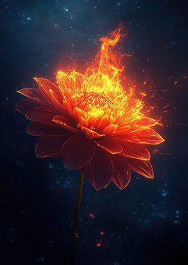 Fiery Cosmic Flower