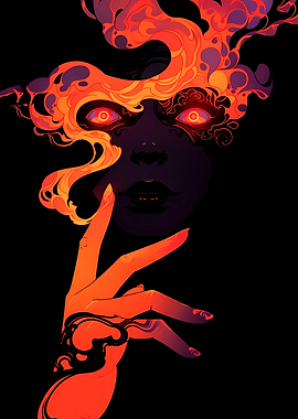 Fiery Face with Hand