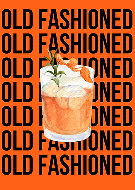 Old Fashioned Cocktail Watercolor Art
