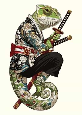 Chameleon Samurai with Katana