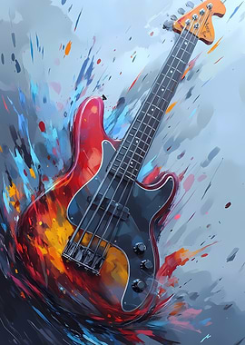 Electric Bass Guitar Abstract Painting