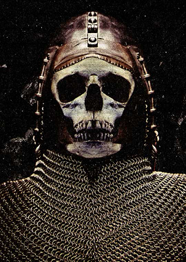 Skull Wearing Helmet and Armor