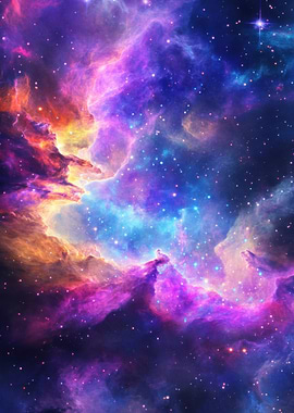 Colorful Nebula Space Art, Colorful Galaxy