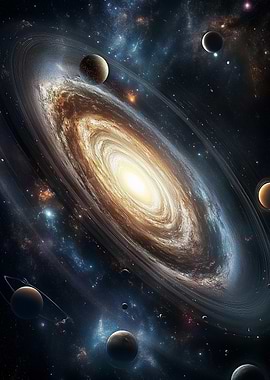 Vibrant Galaxy with Planets and Stars