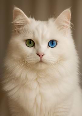 White Cat with Heterochromia