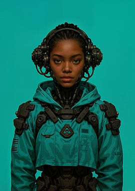 Cyberpunk Girl with Headphones
