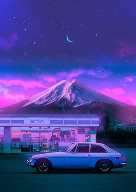 Retro Car at Japanese Lawson Store