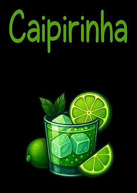 Caipirinha Cocktail Art Print – Classic Brazilian Cachaça Drink Recipe Wall Decor for Bar, Kitchen, or Lounge