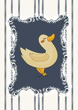 Nursery Farm Animal Duck in Navy Blue and White